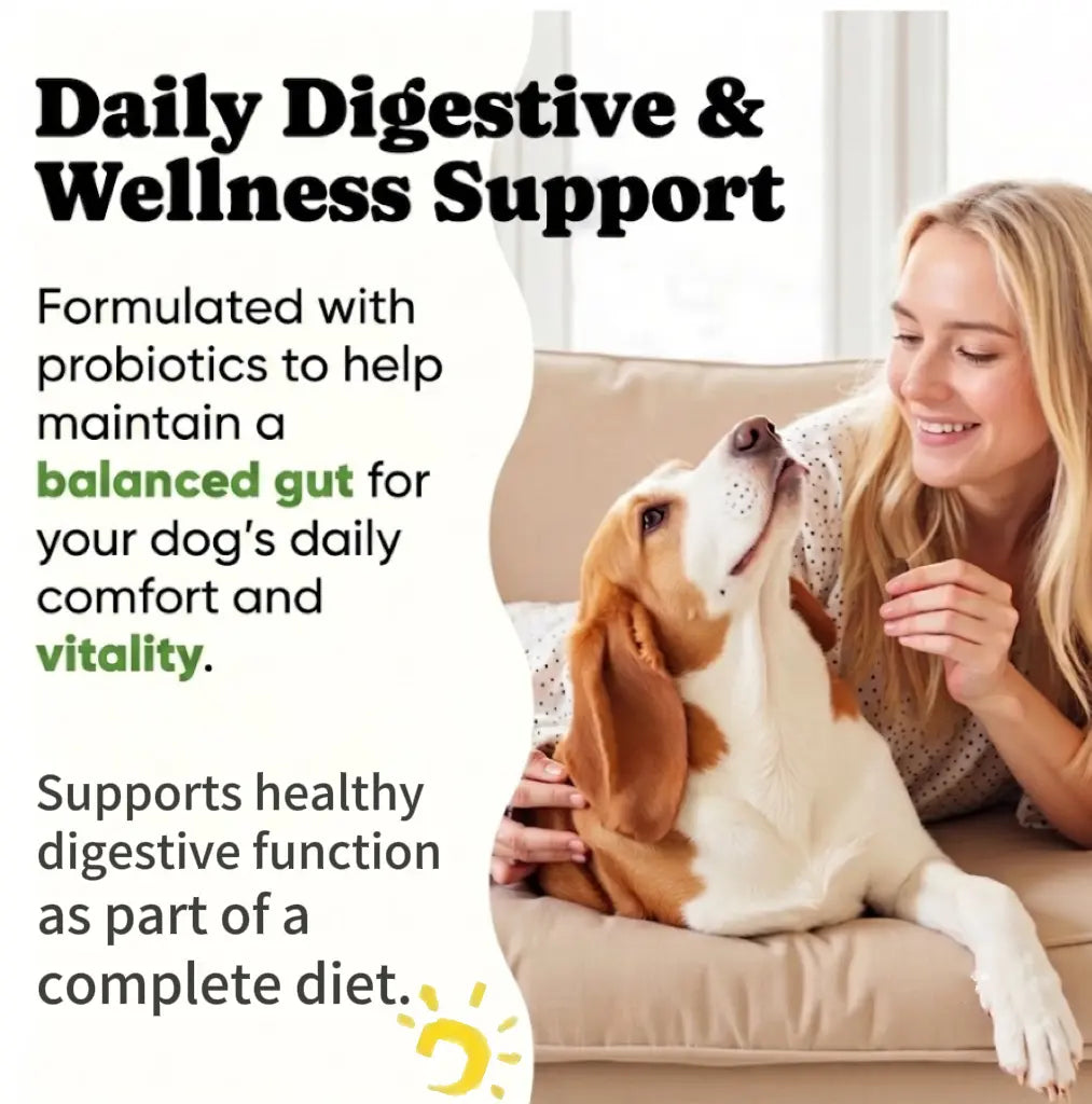 Canine Probiotic Chewables - Nutritional Supplement with Multivitamins and Fructooligosaccharide, Chicken Flavor, 6.35 Oz, 90 Soft Chews for Puppy Intestinal Balance and Daily Wellness