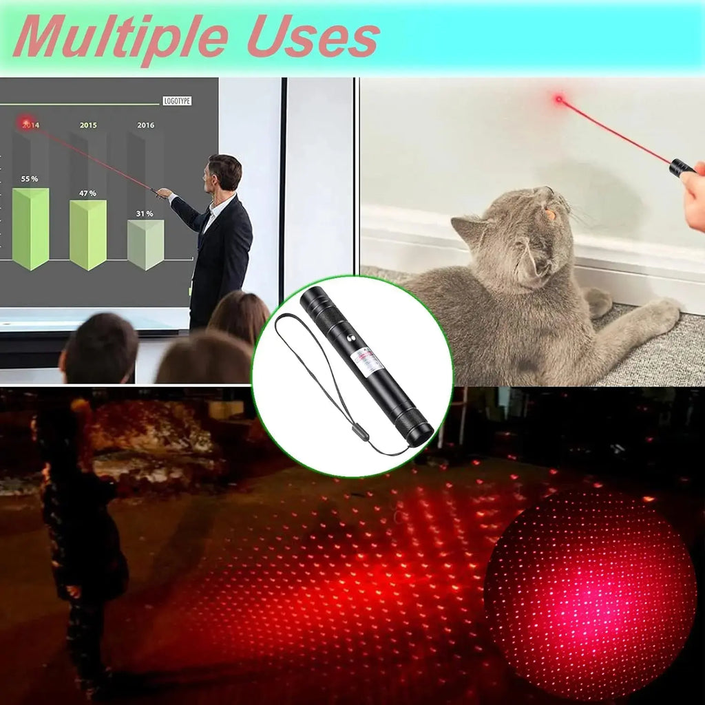 Rechargeable Green Laser Pointer and Line Light Flashlight for Long-Distance Use - Ideal for Presentations, TV/LED/LCD Screens, Office, Outdoor Activities, and Pet Engagement