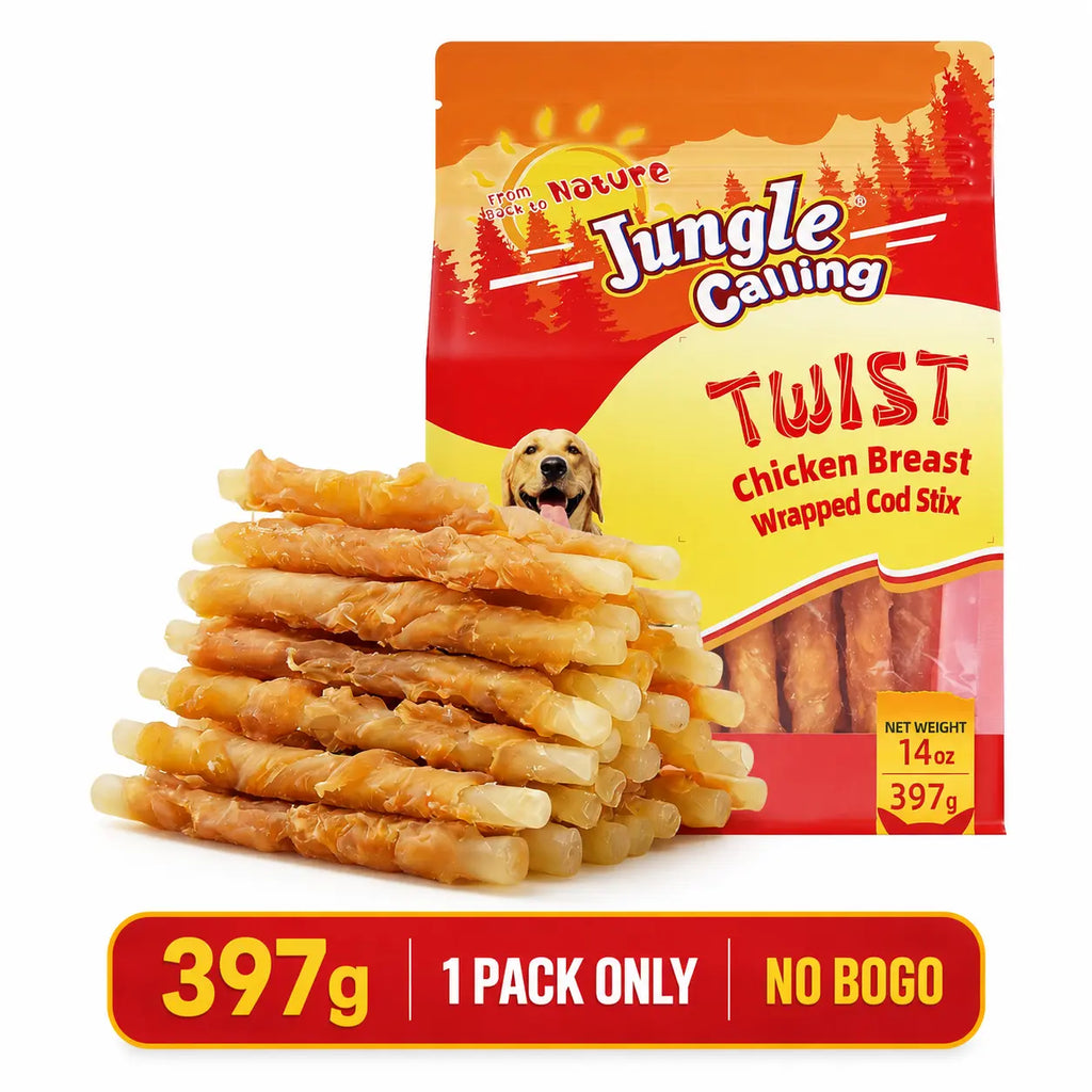 「Buy 1 Get 1 Free」Jungle Calling Chicken, Duck, Beef, Sweet Potato & Pumpkin Kabob Dog Treats, Multi-Flavor Dog Chews, Rawhide Sticks, Chew Sticks, Kabob Treats, Pet Snacks, Reward Treats, Training , Chicken Breast Wrapped Cod Stix,Triple FLAVOR ROLLS
