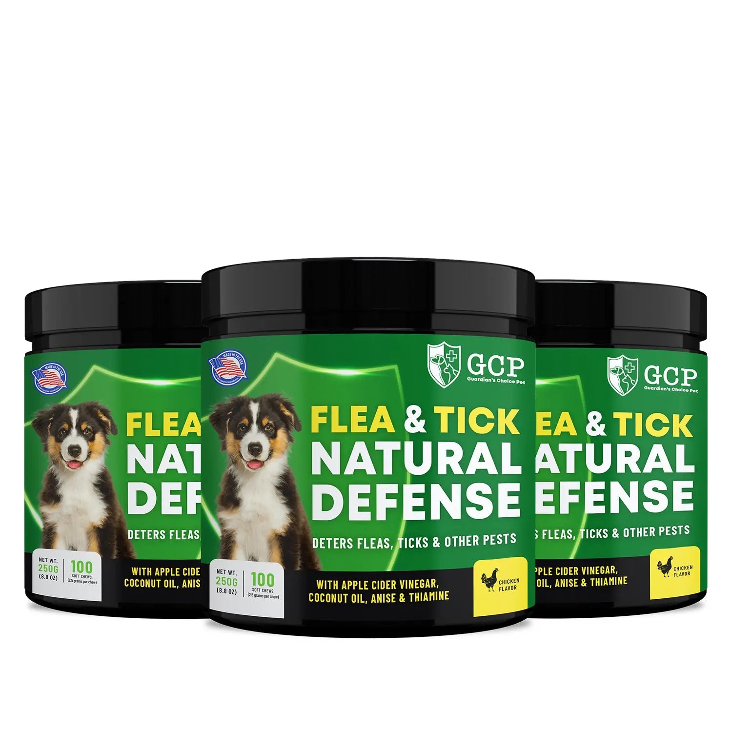 GCP Natural Flea & Tick Soft Chews for Dogs – Chicken Flavored Dietary Supplement with Vitamins, Apple Cider Vinegar, and Coconut Oil – 100 Count