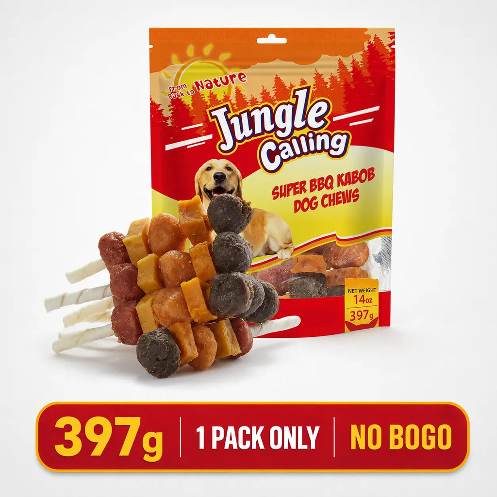 「Buy 1 Get 1 Free」Jungle Calling Chicken, Duck, Beef, Sweet Potato & Pumpkin Kabob Dog Treats, Multi-Flavor Dog Chews, Rawhide Sticks, Chew Sticks, Kabob Treats, Pet Snacks, Reward Treats, Training , Chicken Breast Wrapped Cod Stix,Triple FLAVOR ROLLS