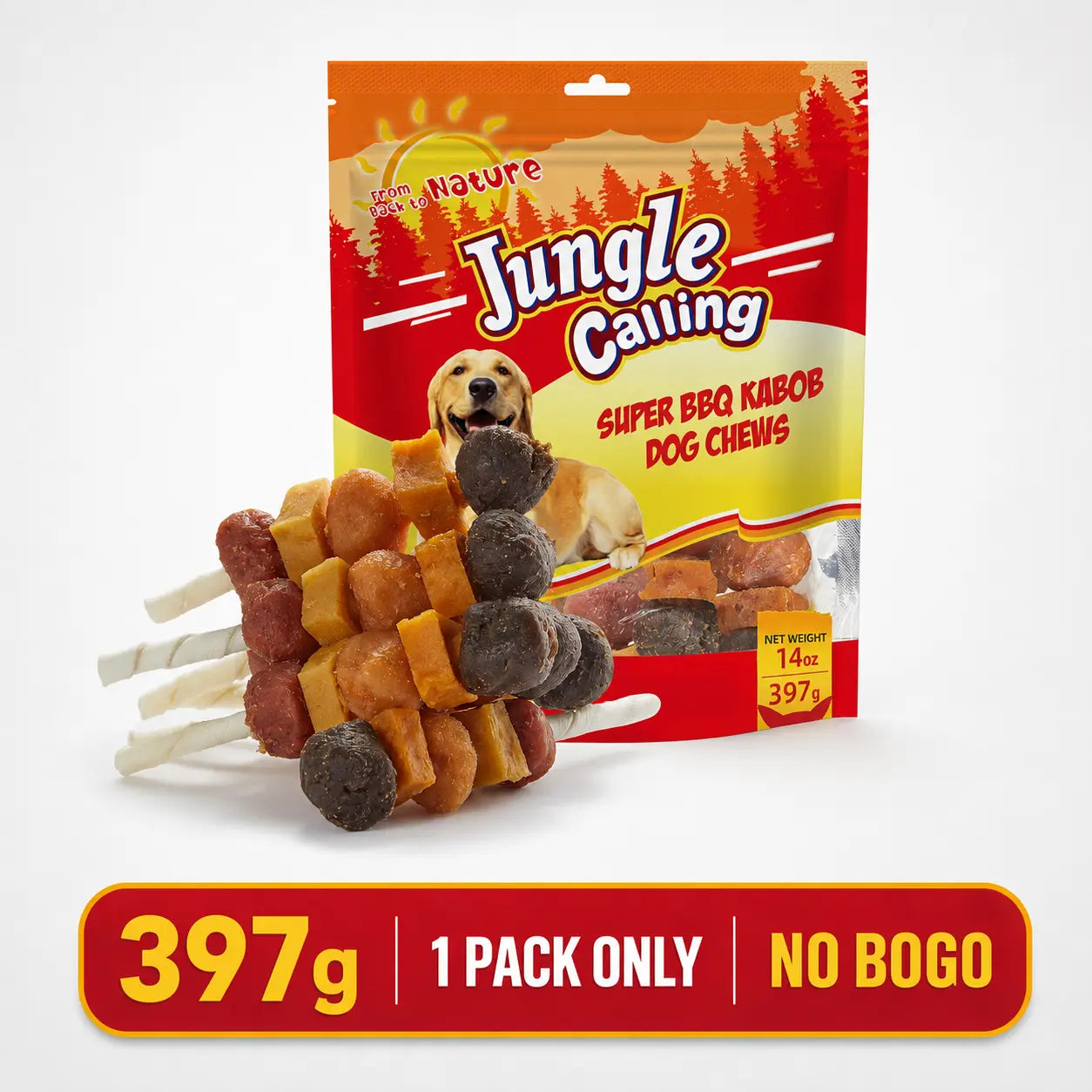 「Buy 1 Get 1 Free」Jungle Calling Chicken, Duck, Beef, Sweet Potato & Pumpkin Kabob Dog Treats, Multi-Flavor Dog Chews, Rawhide Sticks, Chew Sticks, Kabob Treats, Pet Snacks, Reward Treats, Training , Chicken Breast Wrapped Cod Stix,Triple FLAVOR ROLLS