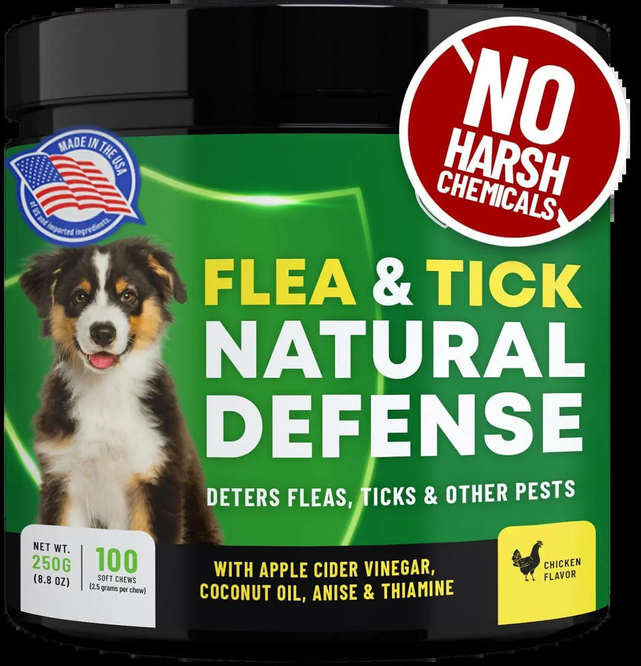 GCP Natural Flea & Tick Soft Chews for Dogs – Chicken Flavored Dietary Supplement with Vitamins, Apple Cider Vinegar, and Coconut Oil – 100 Count